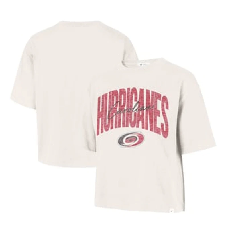 Women's '47 Cream Carolina Hurricanes Muse Check Reed City T-Shirt