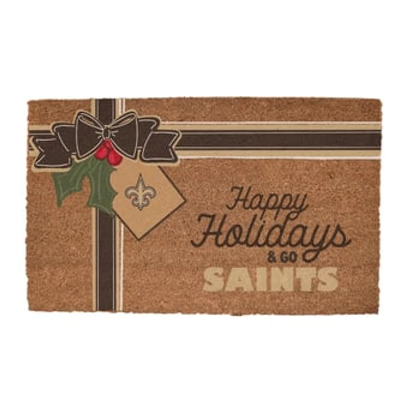 New Orleans Saints 20" x 30" Holiday Gift Wrap Coir Door Mat