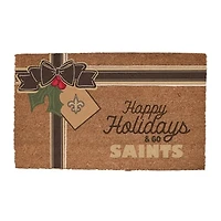 New Orleans Saints 20" x 30" Holiday Gift Wrap Coir Door Mat