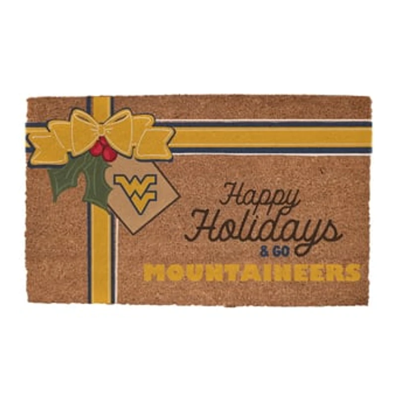 West Virginia Mountaineers 20" x 30" Holiday Gift Wrap Coir Door Mat
