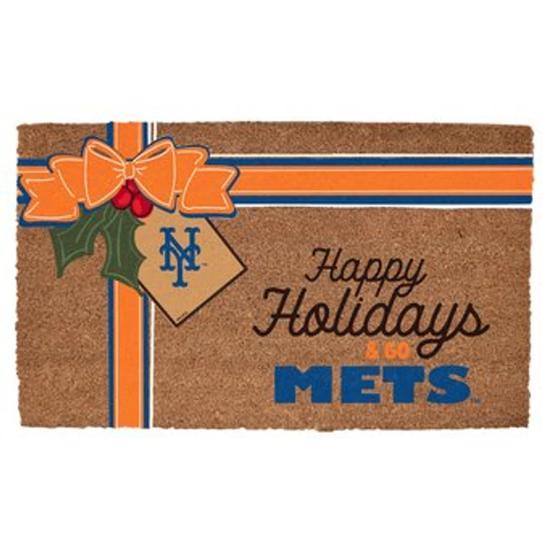 New York Mets 20" x 30" Holiday Gift Wrap Coir Door Mat