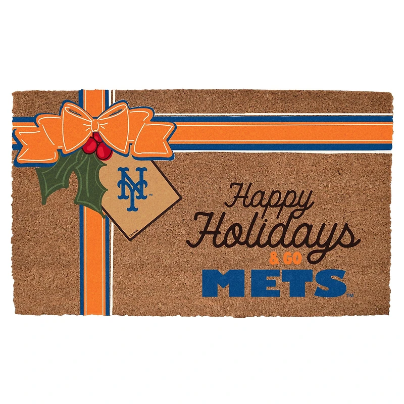 New York Mets 20" x 30" Holiday Gift Wrap Coir Door Mat