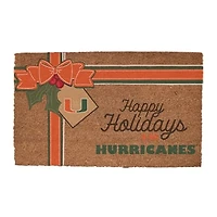 Miami Hurricanes 20" x 30" Holiday Gift Wrap Coir Door Mat