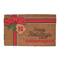 Nebraska Huskers 20" x 30" Holiday Gift Wrap Coir Door Mat