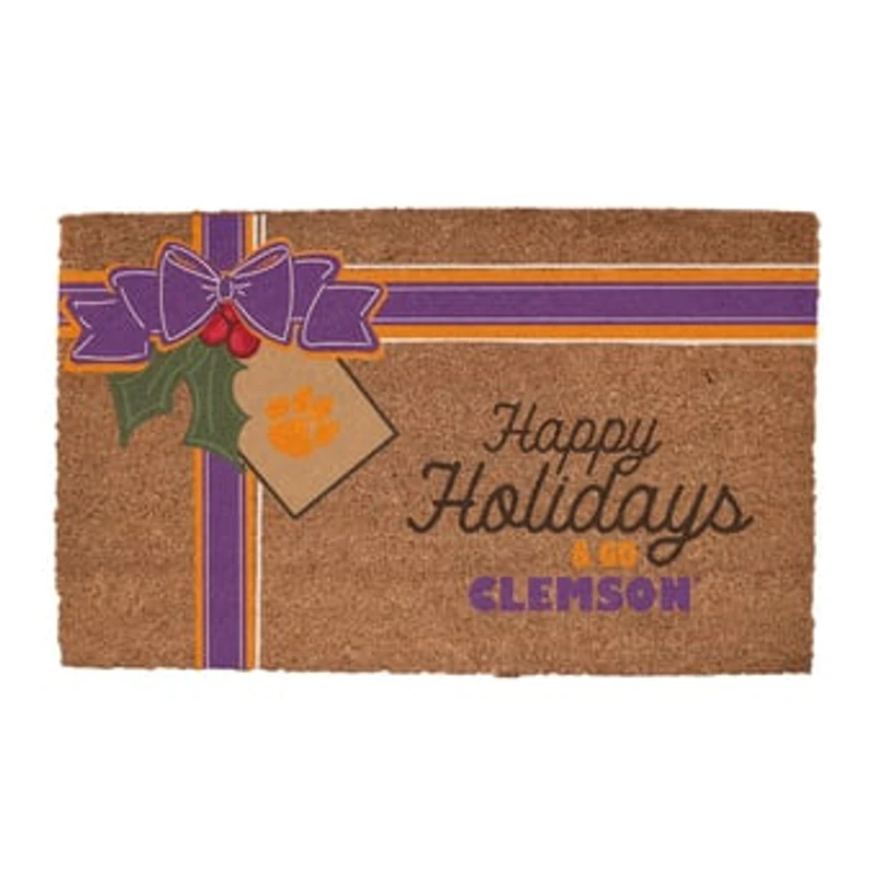 Clemson Tigers 20" x 30" Holiday Gift Wrap Coir Door Mat