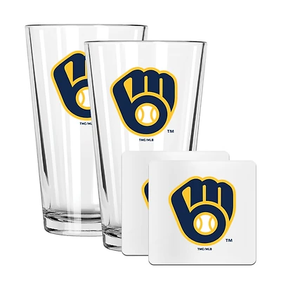 The Memory Company Milwaukee Brewers 16oz. Pint Glass and Coaster Set