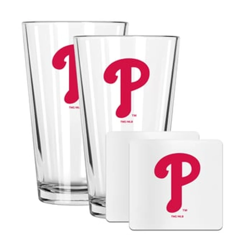 The Memory Company Philadelphia Phillies 16oz. Pint Glass and Coaster Set