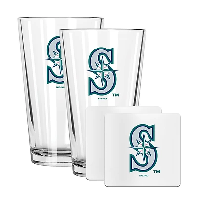 The Memory Company Seattle Mariners 16oz. Pint Glass and Coaster Set