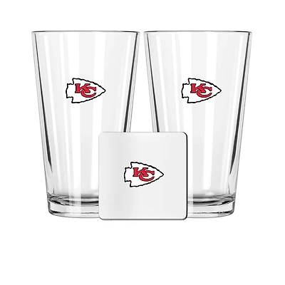 The Memory Company Kansas City Chiefs 16oz. Pint Glass and Coaster Set