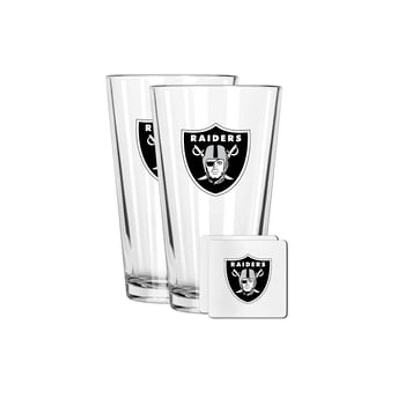 The Memory Company Las Vegas Raiders 16oz. Pint Glass and Coaster Set