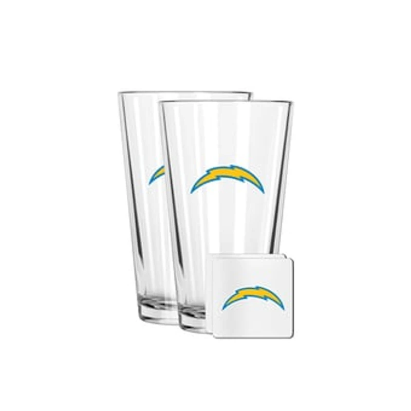 The Memory Company Los Angeles Chargers 16oz. Pint Glass and Coaster Set
