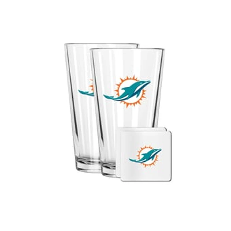 The Memory Company Miami Dolphins 16oz. Pint Glass and Coaster Set