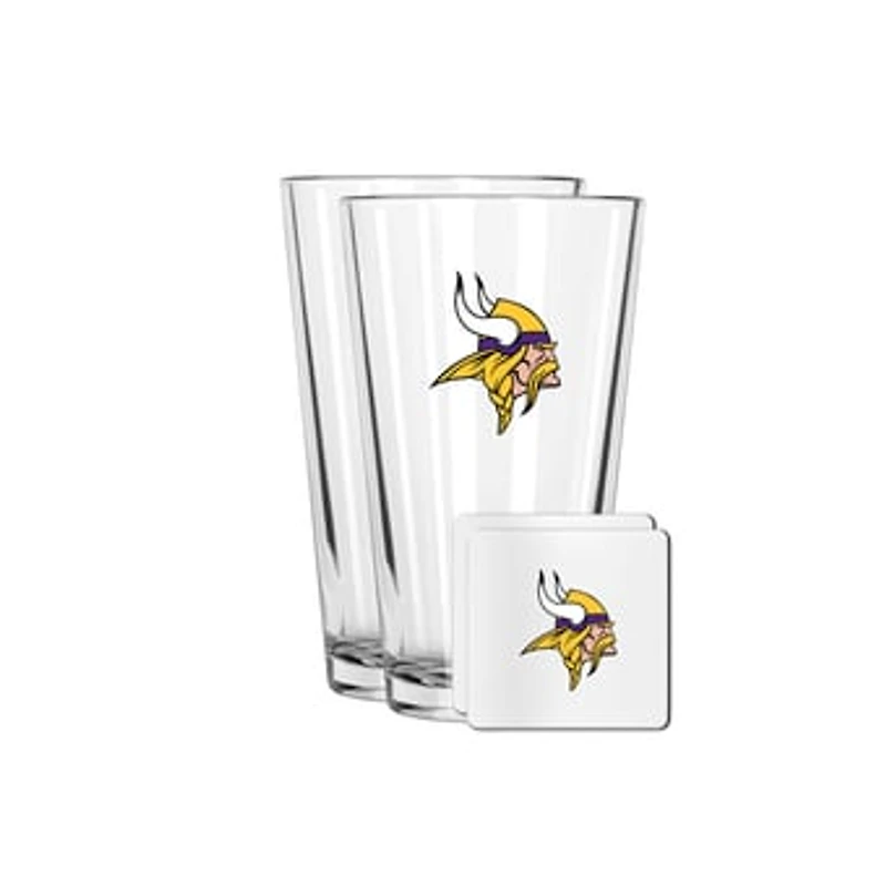 The Memory Company Minnesota Vikings 16oz. Pint Glass and Coaster Set