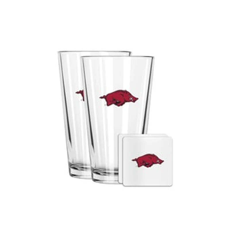 The Memory Company Arkansas Razorbacks 16oz. Pint Glass and Coaster Set