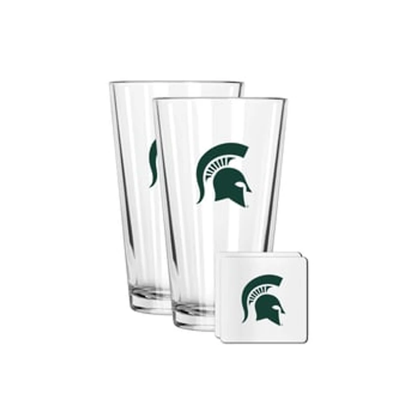 The Memory Company Michigan State Spartans 16oz. Pint Glass and Coaster Set