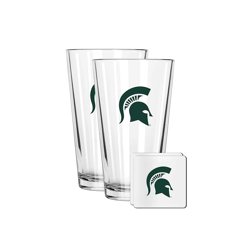 The Memory Company Michigan State Spartans 16oz. Pint Glass and Coaster Set