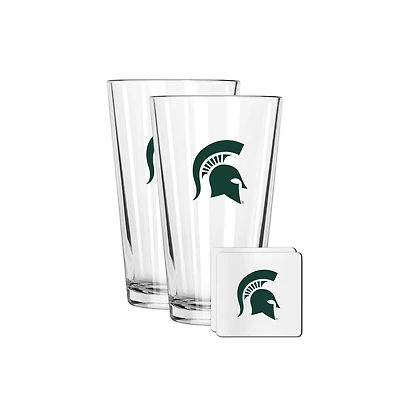The Memory Company Michigan State Spartans 16oz. Pint Glass and Coaster Set