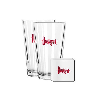 The Memory Company Nebraska Huskers 16oz. Pint Glass and Coaster Set