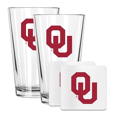 The Memory Company Oklahoma Sooners 16oz. Pint Glass and Coaster Set