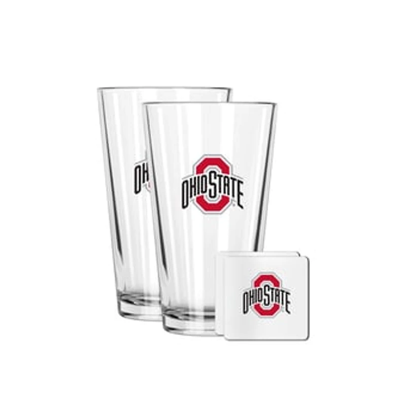 The Memory Company Ohio State Buckeyes 16oz. Pint Glass and Coaster Set