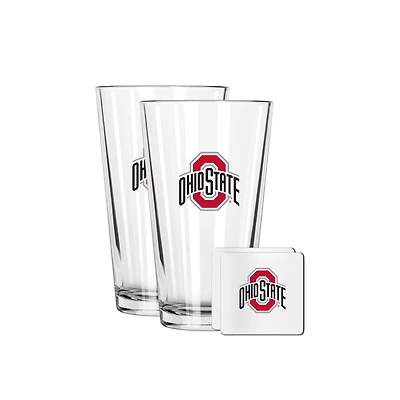 The Memory Company Ohio State Buckeyes 16oz. Pint Glass and Coaster Set