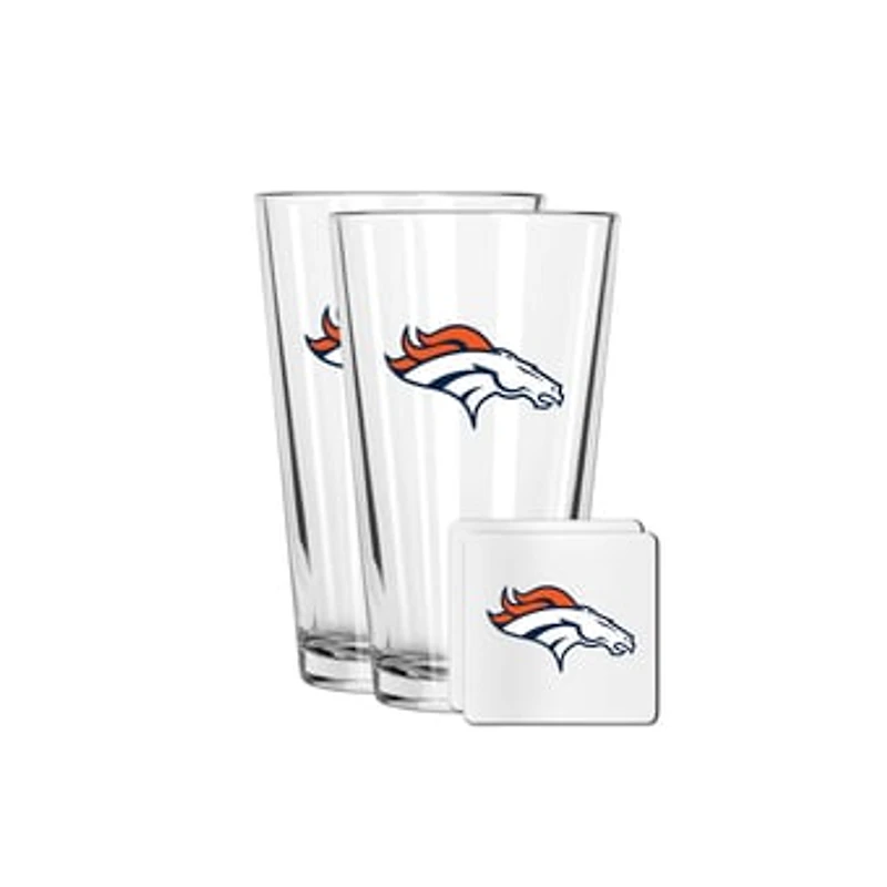 The Memory Company Denver Broncos 16oz. Pint Glass and Coaster Set