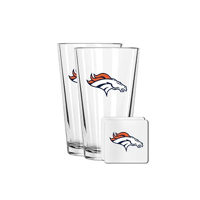 The Memory Company Denver Broncos 16oz. Pint Glass and Coaster Set