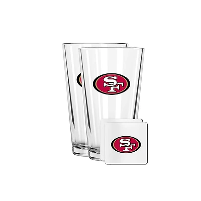 The Memory Company San Francisco 49ers 16oz. Pint Glass and Coaster Set