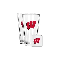 The Memory Company Wisconsin Badgers 16oz. Pint Glass and Coaster Set