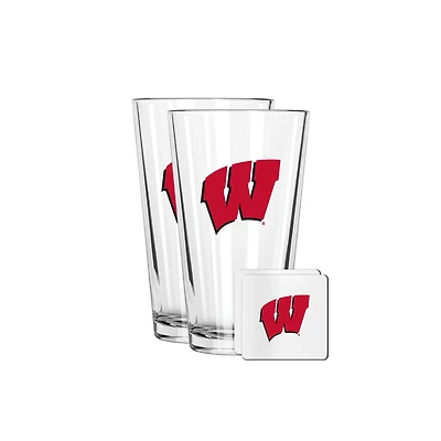 The Memory Company Wisconsin Badgers 16oz. Pint Glass and Coaster Set