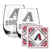 The Memory Company Arizona Diamondbacks 15oz. Stemless Wine Glass & Coaster Set
