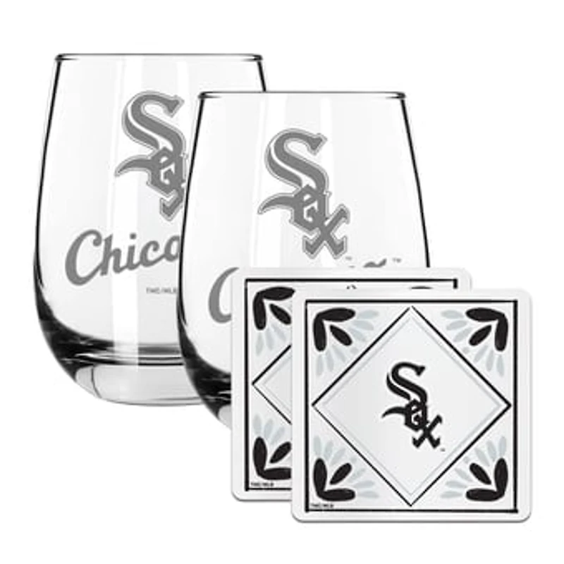 The Memory Company Chicago White Sox 15oz. Stemless Wine Glass & Coaster Set