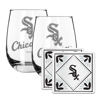 The Memory Company Chicago White Sox 15oz. Stemless Wine Glass & Coaster Set