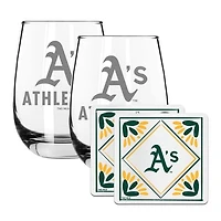 The Memory Company Athletics 15oz. Stemless Wine Glass & Coaster Set