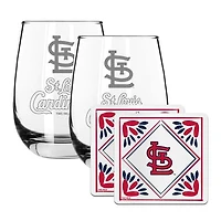 The Memory Company St. Louis Cardinals 15oz. Stemless Wine Glass & Coaster Set