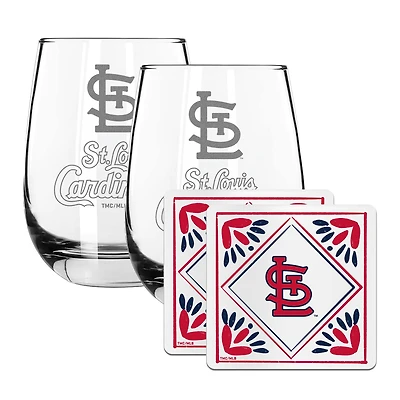 The Memory Company St. Louis Cardinals 15oz. Stemless Wine Glass & Coaster Set