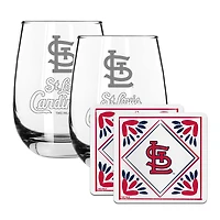 The Memory Company St. Louis Cardinals 15oz. Stemless Wine Glass & Coaster Set