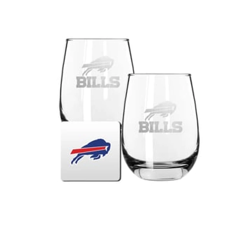 The Memory Company Buffalo Bills 15oz. Stemless Wine Glass & Coaster Set