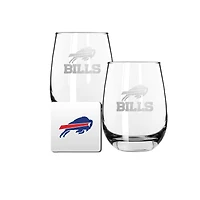 The Memory Company Buffalo Bills 15oz. Stemless Wine Glass & Coaster Set