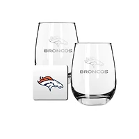 The Memory Company Denver Broncos 15oz. Stemless Wine Glass & Coaster Set