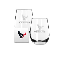 The Memory Company Houston Texans 15oz. Stemless Wine Glass & Coaster Set
