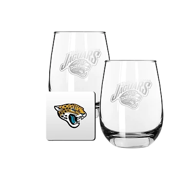 The Memory Company Jacksonville Jaguars 15oz. Stemless Wine Glass & Coaster Set