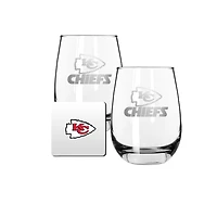 The Memory Company Kansas City Chiefs 15oz. Stemless Wine Glass & Coaster Set