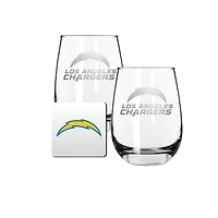 The Memory Company Los Angeles Chargers 15oz. Stemless Wine Glass & Coaster Set