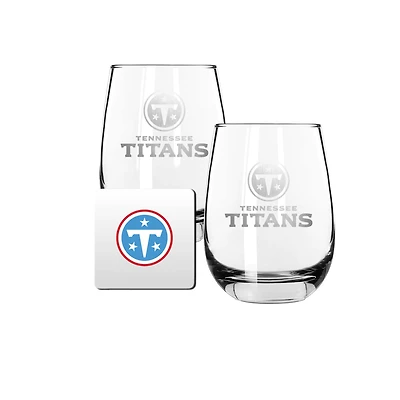 The Memory Company Tennessee Titans 15oz. Stemless Wine Glass & Coaster Set