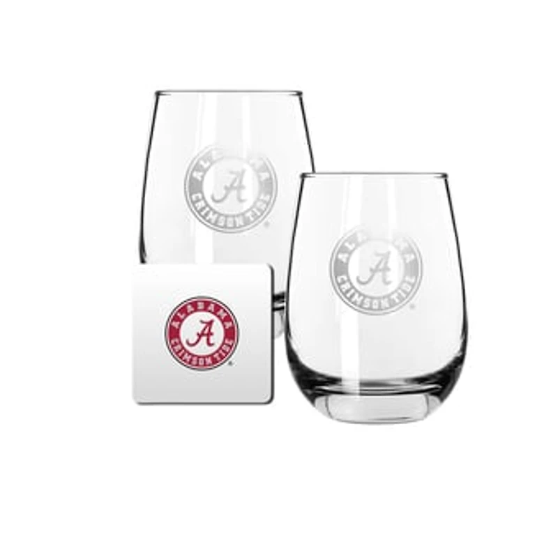 The Memory Company Alabama Crimson Tide 15oz. Stemless Wine Glass & Coaster Set