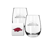 The Memory Company Arkansas Razorbacks 15oz. Stemless Wine Glass & Coaster Set
