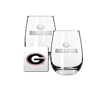 The Memory Company Georgia Bulldogs 15oz. Stemless Wine Glass & Coaster Set