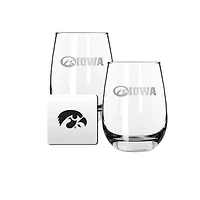 The Memory Company Iowa Hawkeyes 15oz. Stemless Wine Glass & Coaster Set