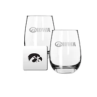 The Memory Company Iowa Hawkeyes 15oz. Stemless Wine Glass & Coaster Set